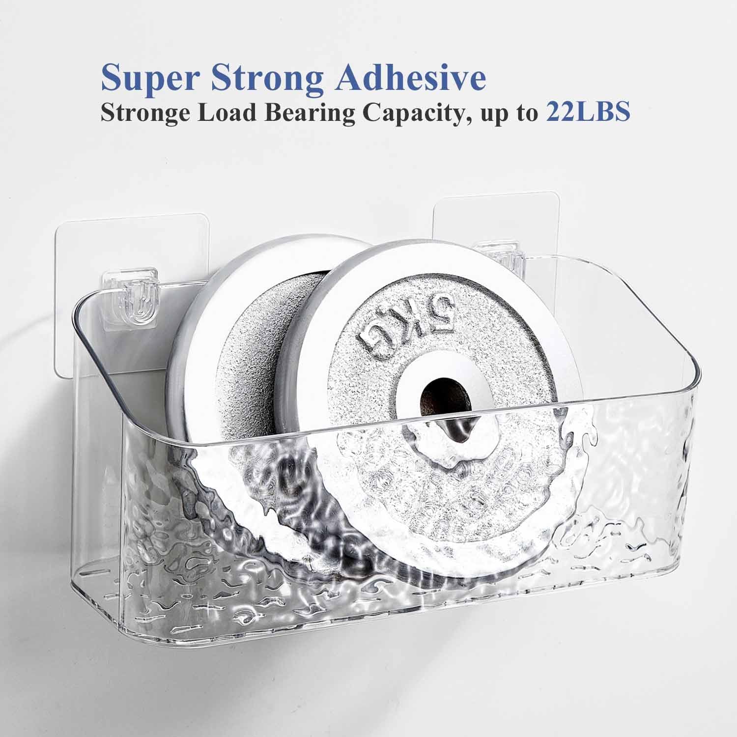 Bath Toy Storage Organizer, Bathtub Toy Storage Holder, Large Capacity Wall Mounted Shower Caddy Shower Organizer, No Drill Shelves Basket, Wave, 2 Pack