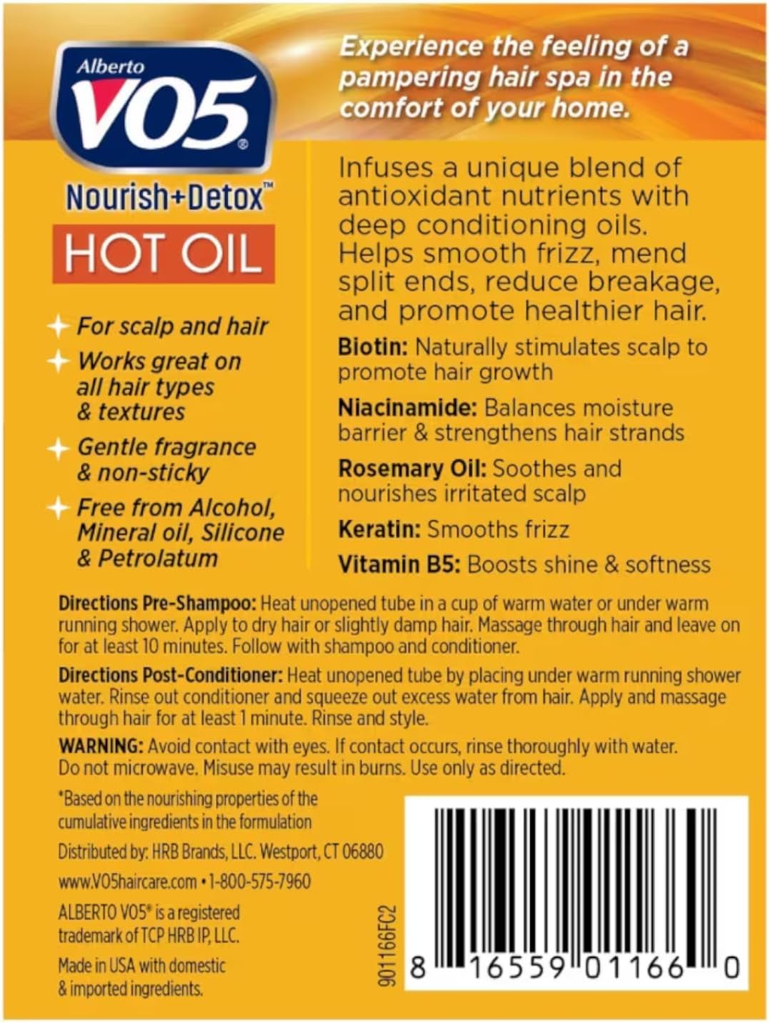 Alberto VO5 Moisturizing Hot Oil Treatment - Hot Oil Hair Treatment - Rehydrates and Protects Dry, Damaged Hair - With 5 Oils and 5 Vitamins - 0.5 oz