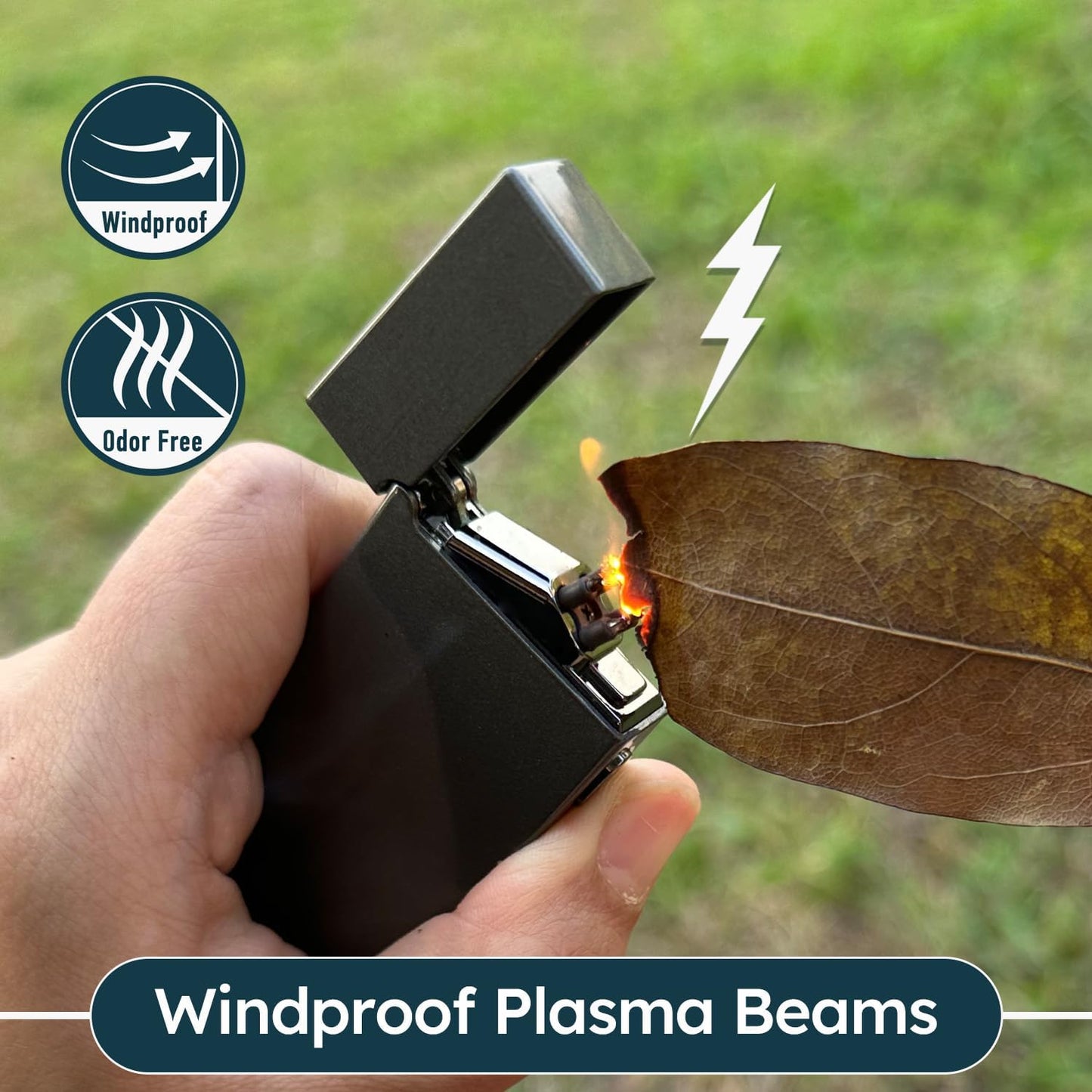 Lighter - Electric Lighter Windproof Double ARC Plasma Lighter USB Rechargeable with Battery Indicator - S2000 (Silver.2000)