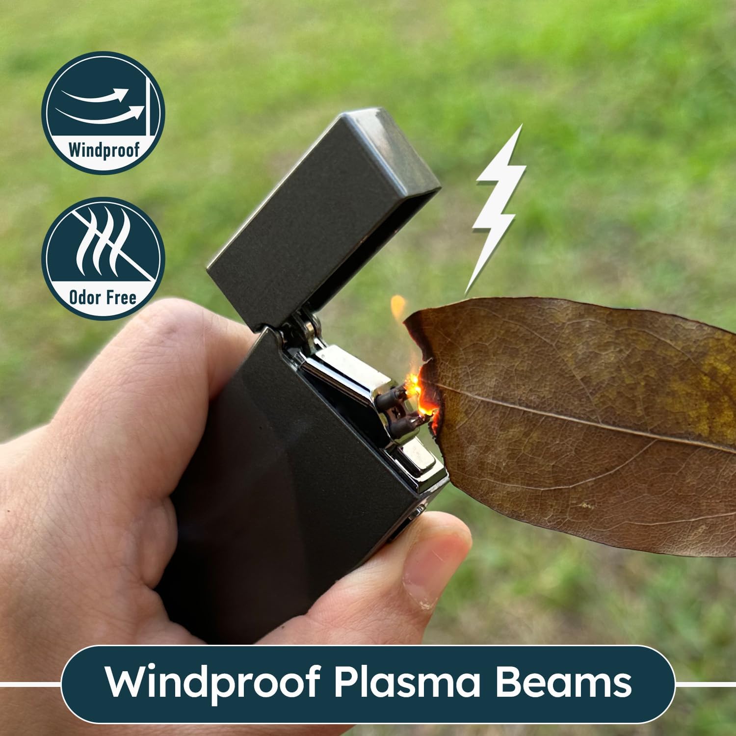 Lighter - Electric Lighter Windproof Double ARC Plasma Lighter USB Rechargeable with Battery Indicator - S2000 (Silver.2000)