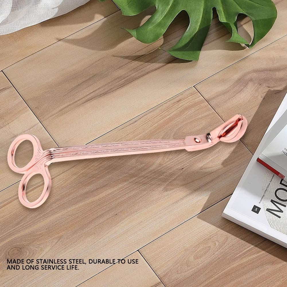 Changor Candle Wick Trimmer Rose Gold, Stainless Steel Candle Heart Clip Scissors Wick Cutter Scissors Tool for Candle Lovers, Reaches Deep to Cut Wick for Burn and Prevent Soot, 6.9 * 2.3in