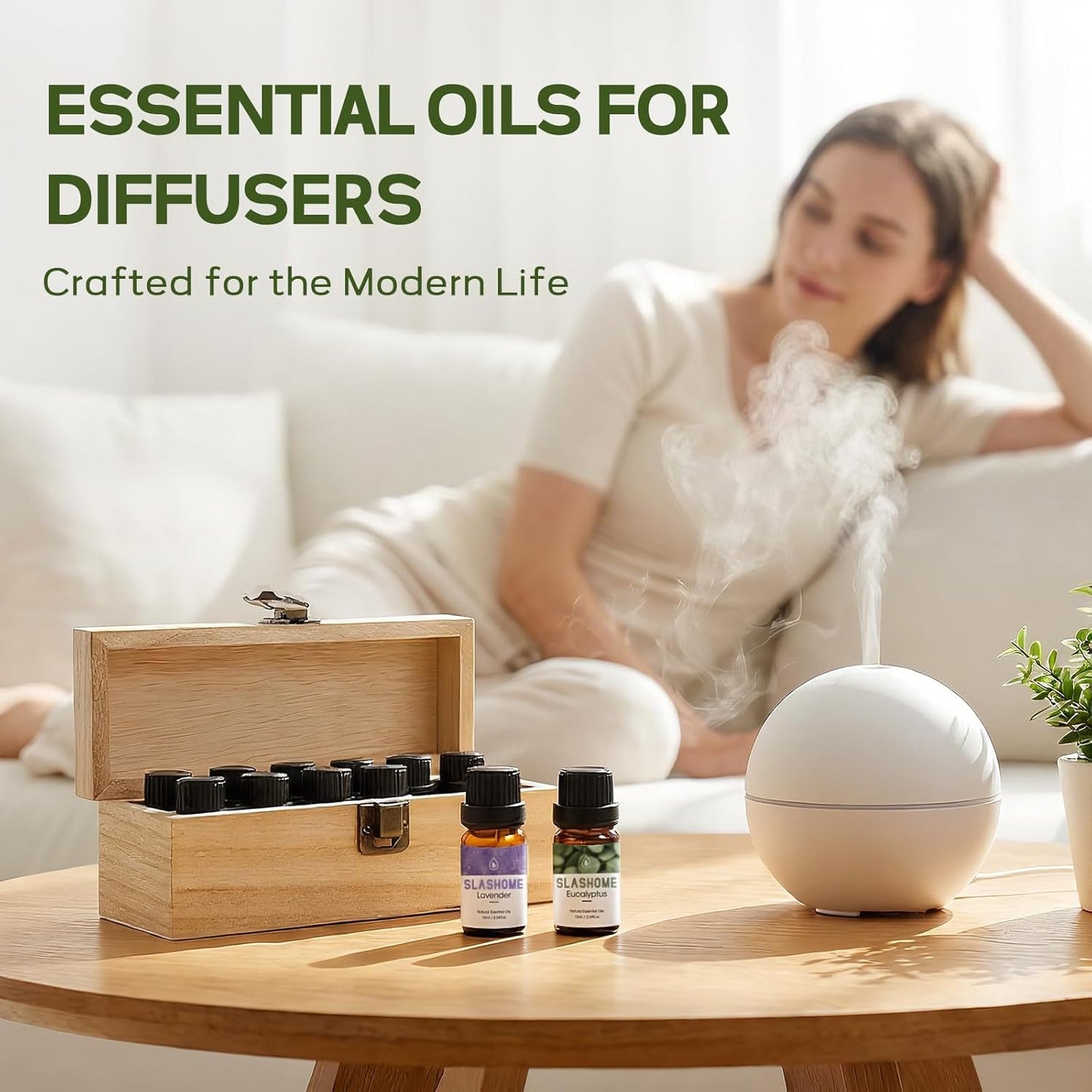 Water Soluble Essential Oils Set, 12 x 10ml Essential Oils for Diffusers & Humidifiers, Home Fragrance Oils Collection with Lavender, Eucalyptus & Sweet Orange, Gift Set for Women & Men