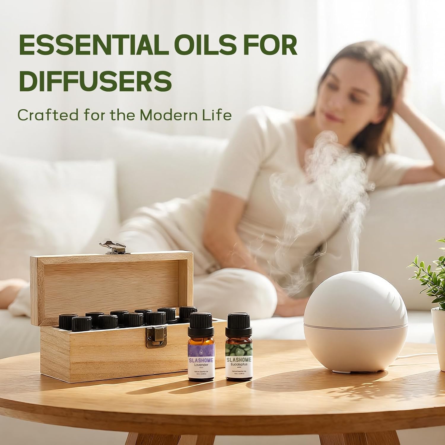 Water Soluble Essential Oils Set, 12 x 10ml Essential Oils for Diffusers & Humidifiers, Home Fragrance Oils Collection with Lavender, Eucalyptus & Sweet Orange, Gift Set for Women & Men