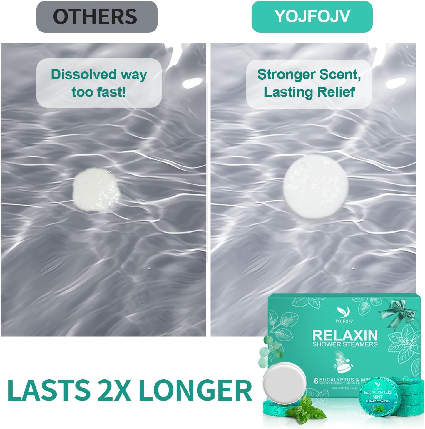 Shower Steamers Aromatherapy - 6 Pack Pure Eucalyptus & Mint Essential Oil Tablets, Daily Home Spa Shower, Self-Care & Relaxation Gift Set for Women & Men, Calming Aromatherapy, Handmade
