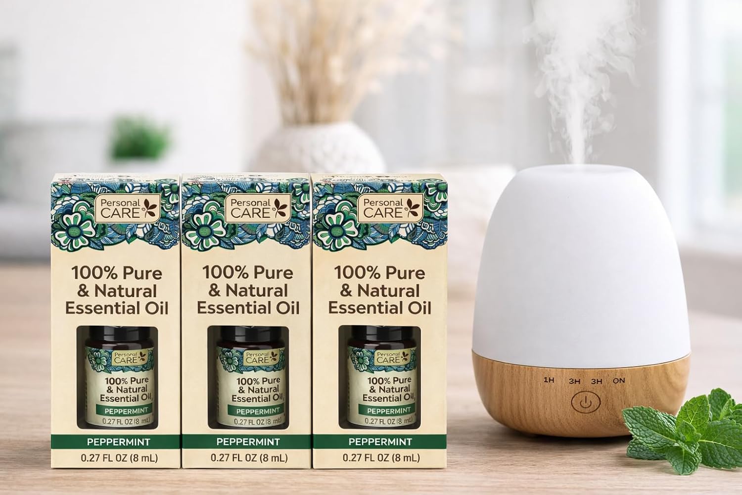 Personal Care Pure & Natural Essential Oil, Peppermint - 0.27 fl oz Pack of 3