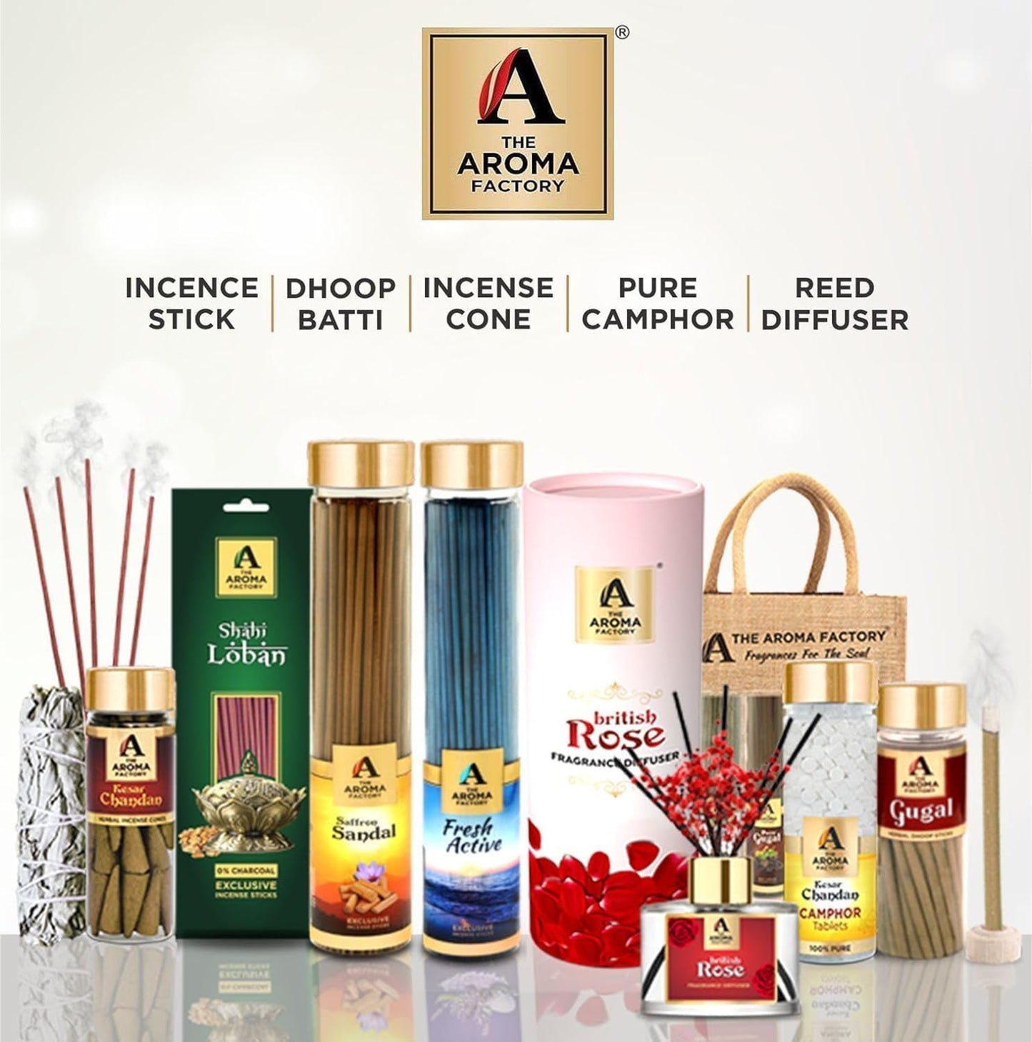 The Aroma Factory Jasmine Charcoal Free Incense Stick, Scented Agarbatti, 100% Herbal Premium Aromatherapy, Meditation Prayer Relaxation, Crafted for Luxury Seekers (100g)