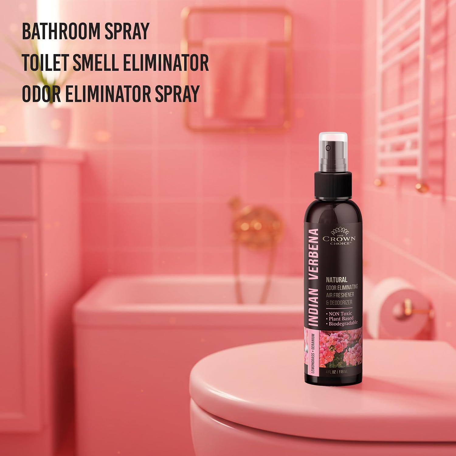 Non-Toxic Odor Eliminator, Natural Geranium & Lemongrass Air Freshener Spray for Home, Room, Closet & Couch Deodorizer, Long Lasting Bathroom & Toilet Freshener, Safe for Kids & Pets - 4 oz Pack of 2