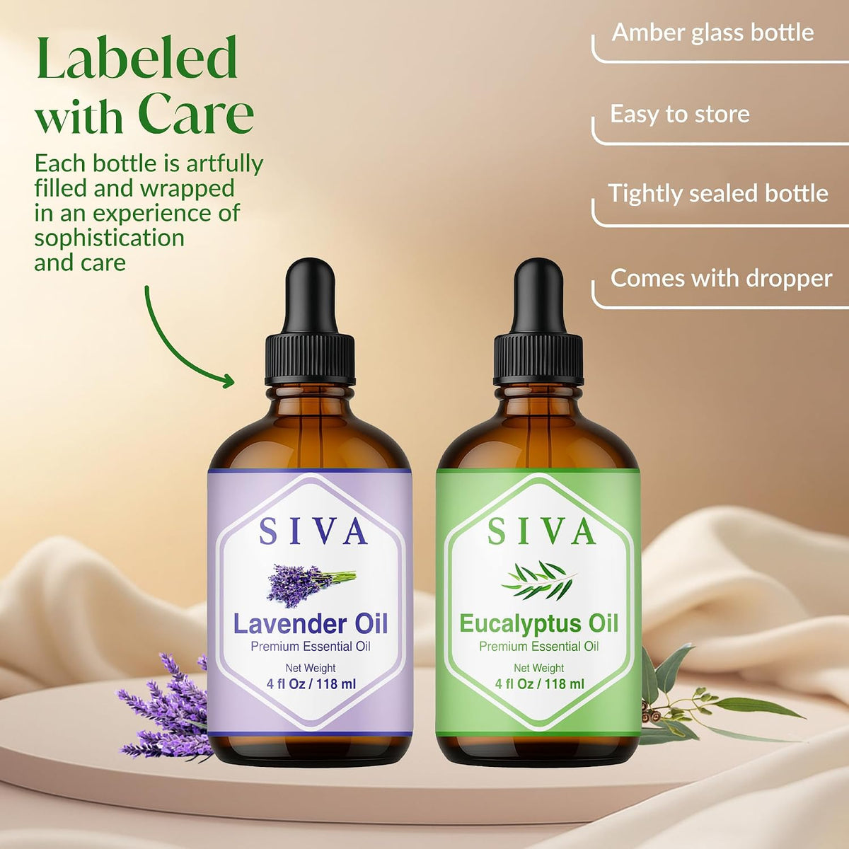 Siva Lavender & Eucalyptus Essential Oil 4oz Bundle Super Saver Combo