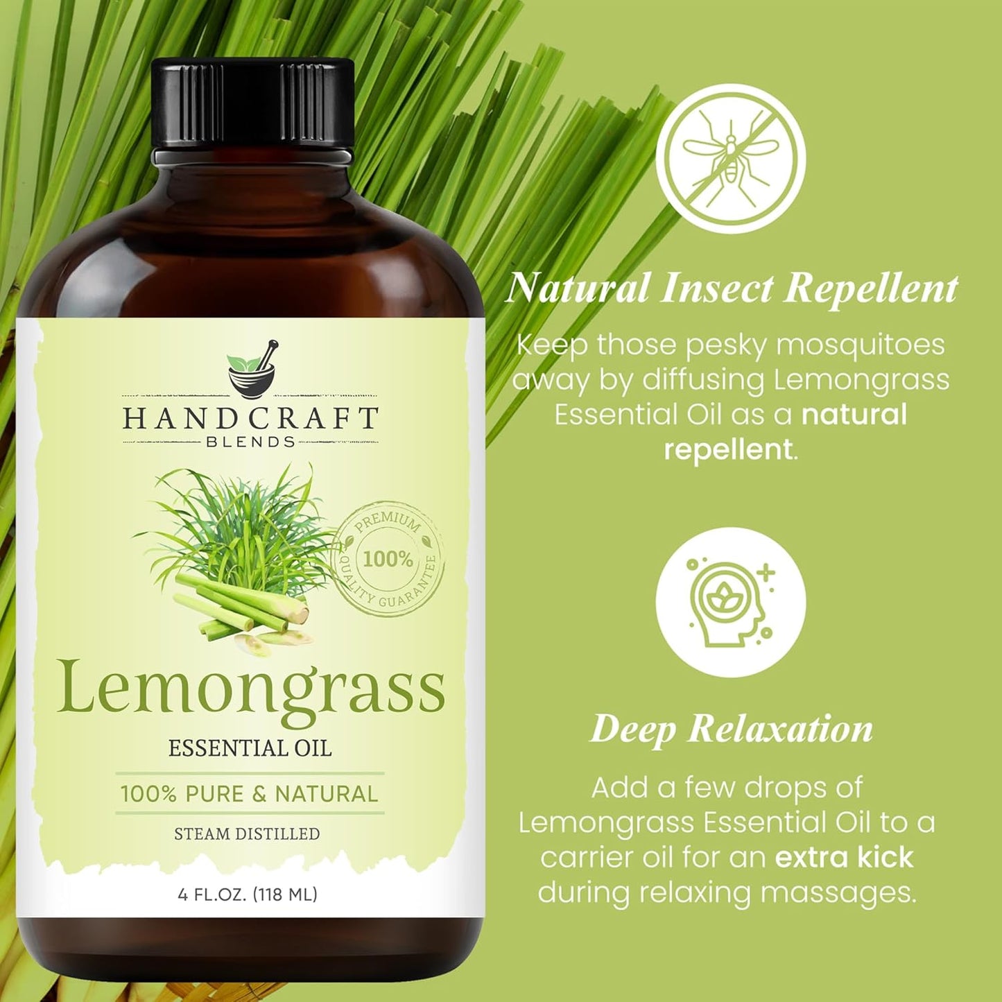 Handcraft Blends Zesty & Fresh Set: Lemongrass and Lemon Essential Oils – (2 x 4 Fl Oz) – 100% Pure & Natural – for Diffuser, Aromatherapy, and DIY Projects
