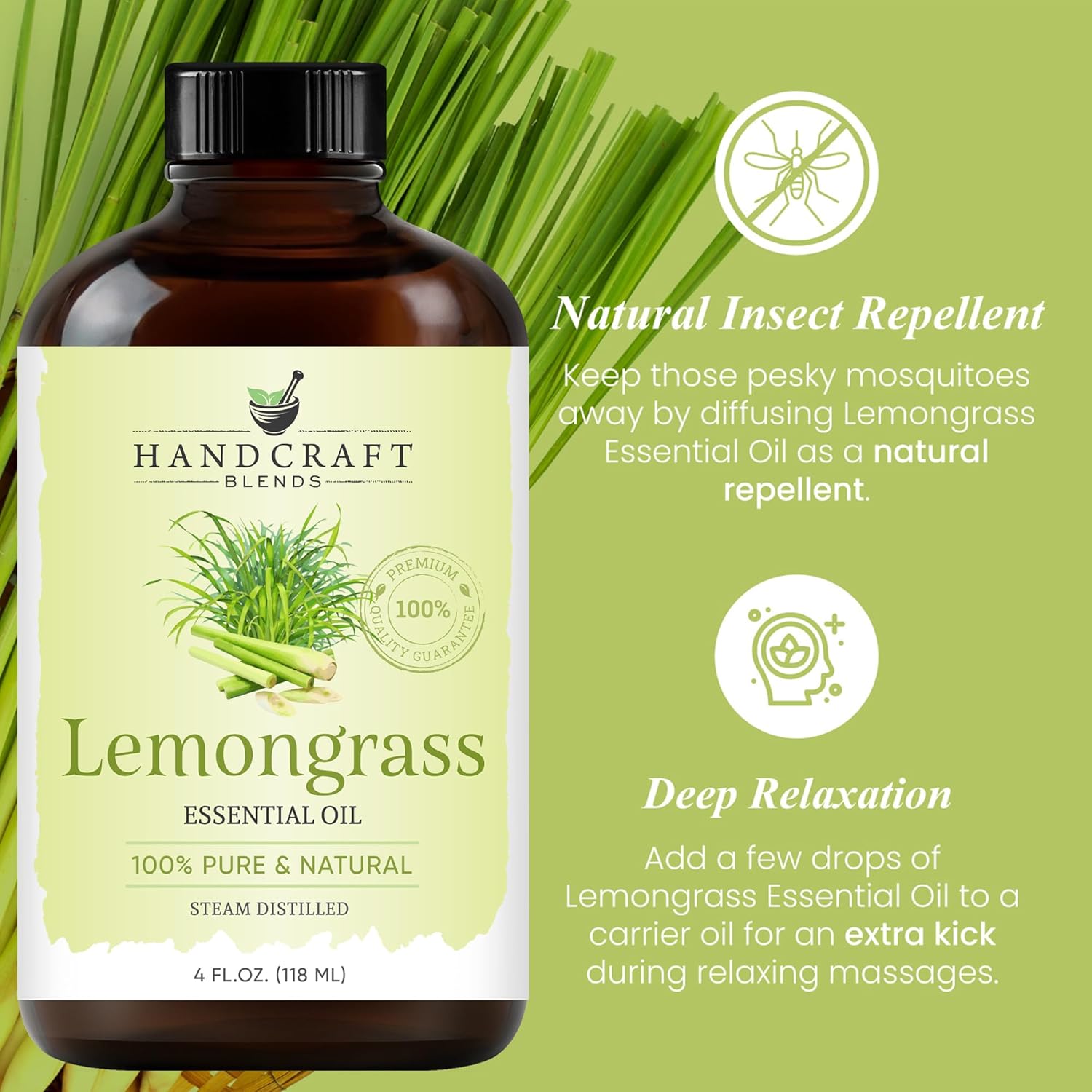 Handcraft Blends Zesty & Fresh Set: Lemongrass and Lemon Essential Oils – (2 x 4 Fl Oz) – 100% Pure & Natural – for Diffuser, Aromatherapy, and DIY Projects