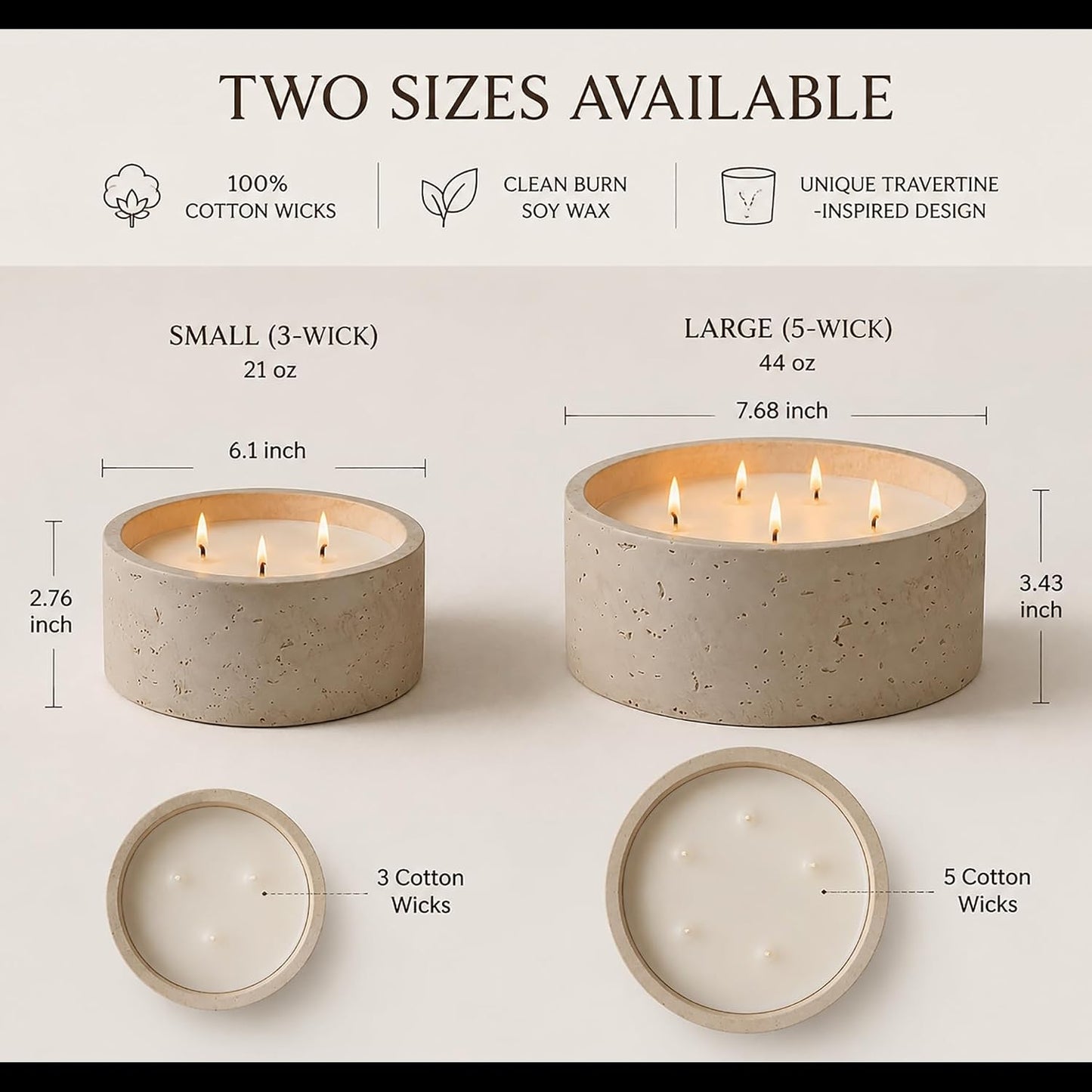5-Wick Scented Candle-American Sandalwood,Soy Coconut Wax Blend Candle with Acacia Wood Lid,44oz Large Candle,55-Hour Long Burning,Aromatherapy Candle for Home Decor