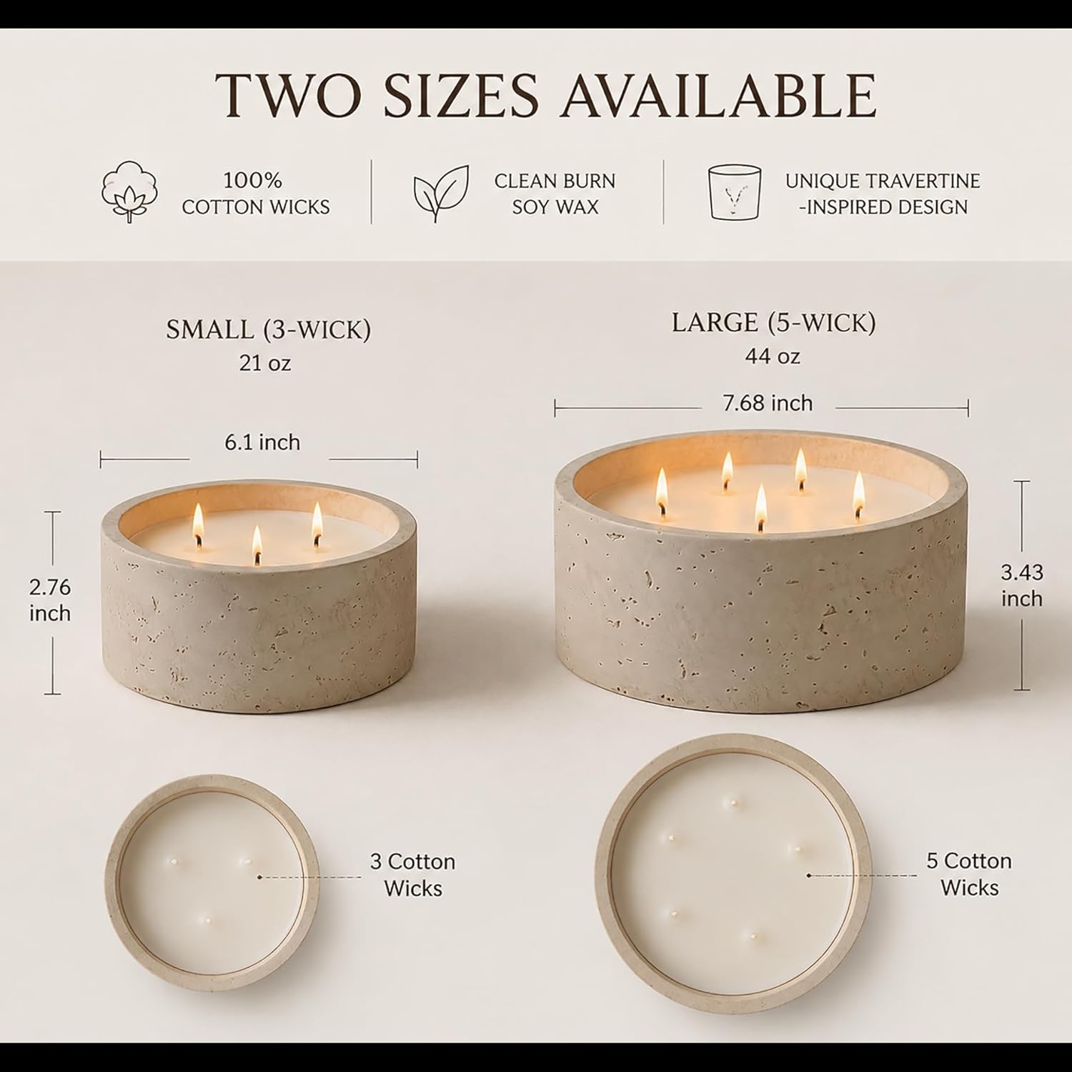 3-Wick Scented Candle-Vanilla & Cinnamon & Milk,Soy Coconut Wax Blend Candle with Acacia Wood Lid,21oz Large Candle,45-Hour Long Burning,Aromatherapy Candle for Home Decor