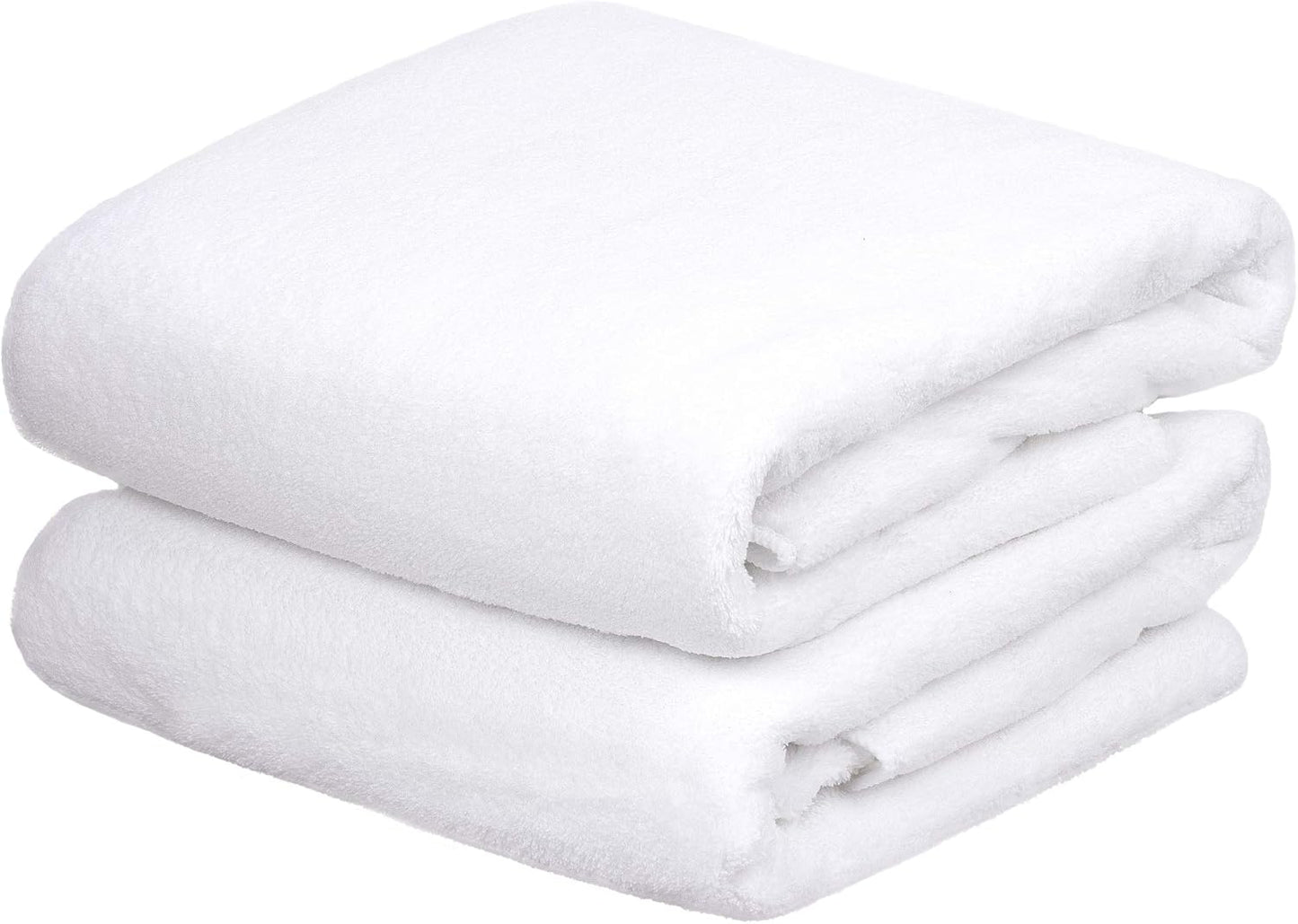 JML Large Bath Towels Set of 2, 30"x60", Oversized, Lightweight, Soft, Absorbent, Lint-Free Microfiber Fleece Bathroom Towel for Hotel Salon Sauna Spa Gym Workouts Shower Swimming Pool Yoga, White