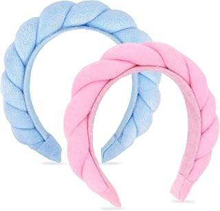 CAVETEE 2 Pcs Spa Headbands for Women, Skincare Hair Band for Women & Girls, Fashion Hair Accessories for Party, Daily Wear (Pink,Blue, one size)