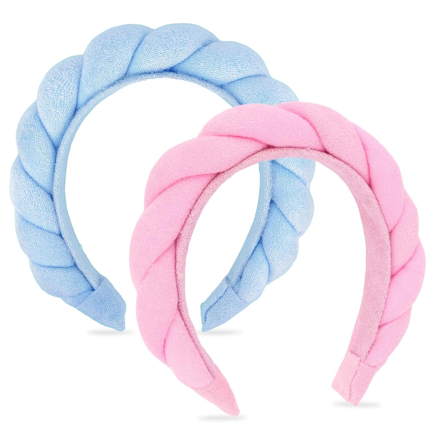 CAVETEE 2 Pcs Spa Headbands for Women, Skincare Hair Band for Women & Girls, Fashion Hair Accessories for Party, Daily Wear (Pink,Blue, one size)