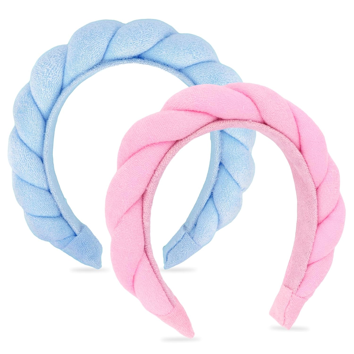 CAVETEE 2 Pcs Spa Headbands for Women, Skincare Hair Band for Women & Girls, Fashion Hair Accessories for Party, Daily Wear (Pink,Blue, one size)