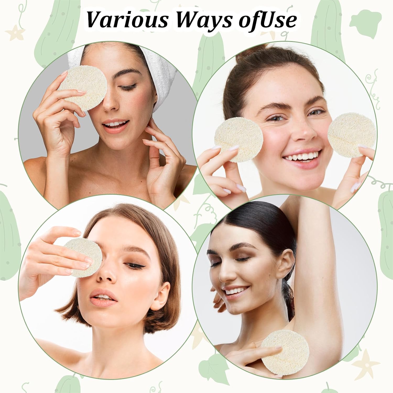 Nogeqi 20 Pcs Natural Loofah Sponge Pads for Washing Face, Exfoliating Body Face Scrub Pads for Makeup & Dead Skin Masks Removal, Exfoliating Face Pad for Women Men Cleansing Skin(2.17 Inch)