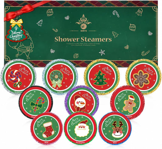 10 Pcs Shower Steamers Aromatherapy, Christmas SPA Gifts Birthday Gifts White Elephant Shower Bombs with Essential Oils Relaxation Home SPA, Self Care Christmas Stocking Stuffers for Women Men
