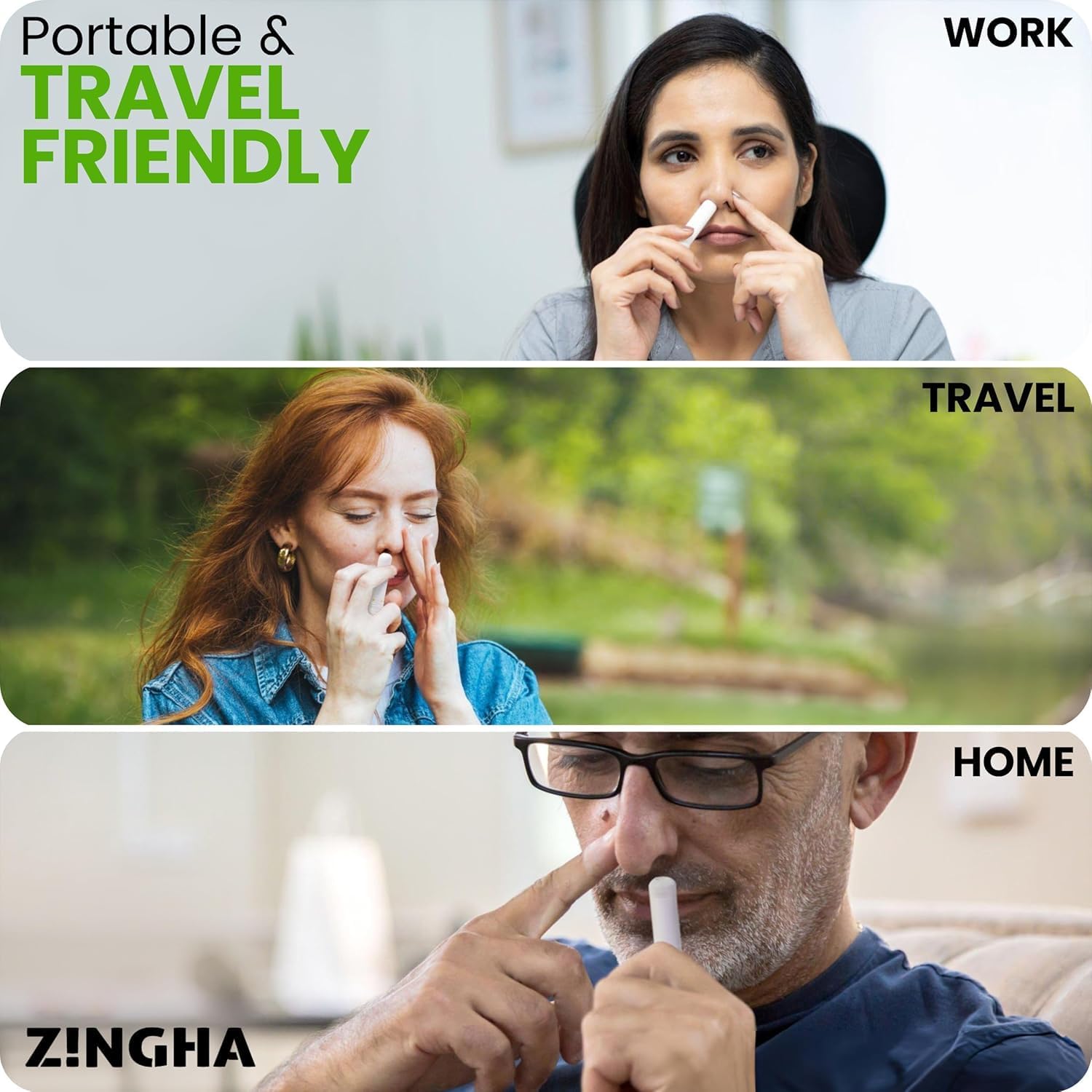 Z!NGHA Natural Aromatherapy Nasal Stick Boost Focus & Enhance Breathing | Portable Sinus Relief & Relaxation Nasal Inhaler Stick | Essential Oil Blend for Stress and Congestion (Grape Berry)