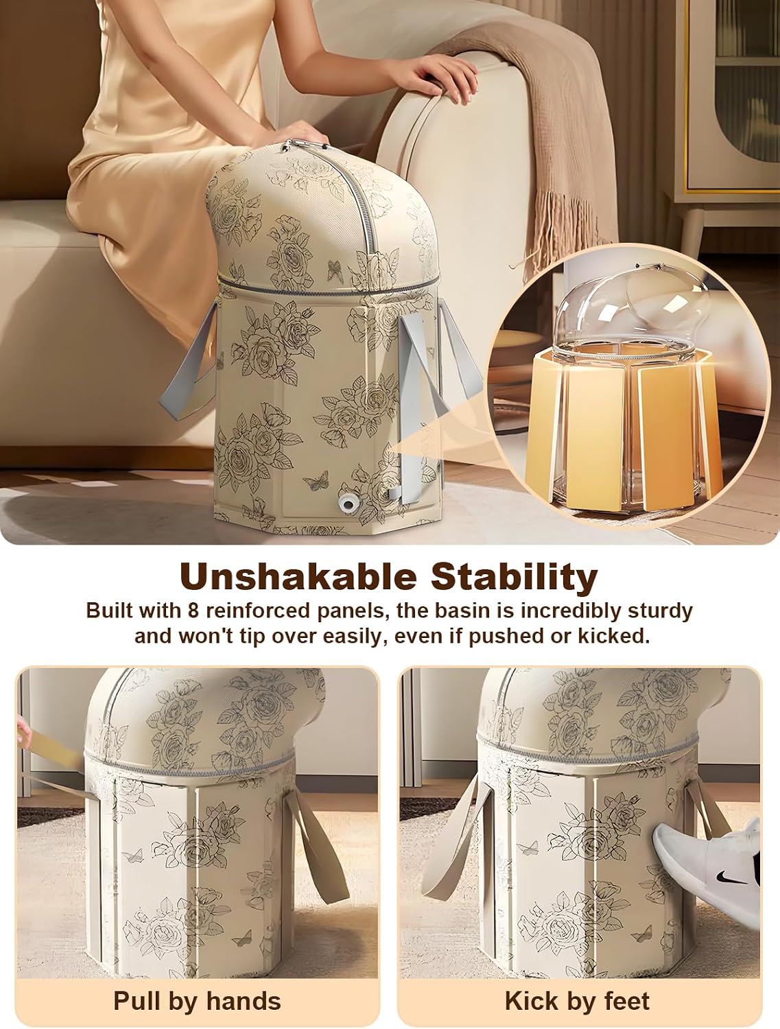 Foot Bath Basin Portable Travel Collapsible Foot Basin Folding Foot Bath Tub Soaking Feet Bucket for Camping Washing Fully Wrapped Knee Fumigation