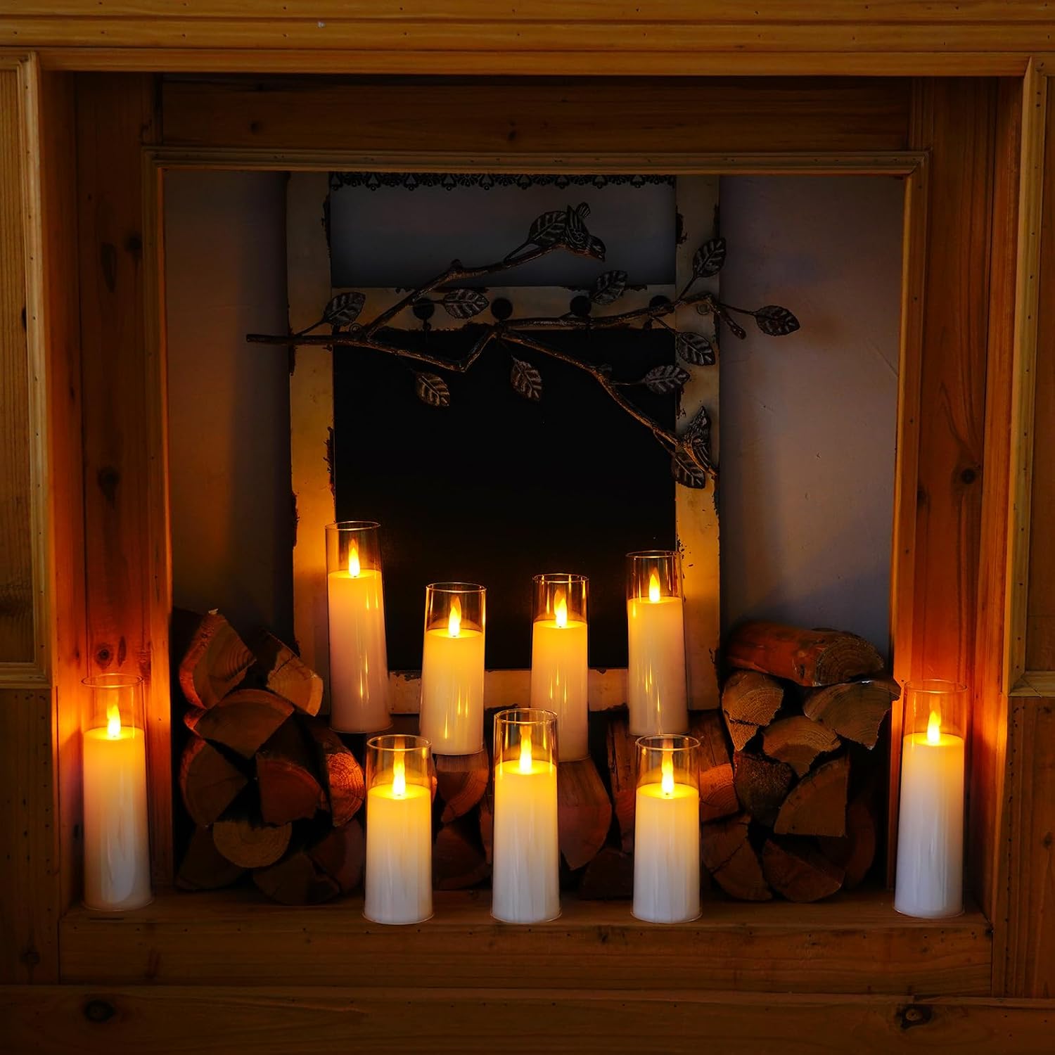 Homemory Pure White Acrylic Flameless Candles, LED Candles, Battery Operated Candles with Remote Control and Timer, Fake Electric Candle, Wedding, Home Decor, Set of 9