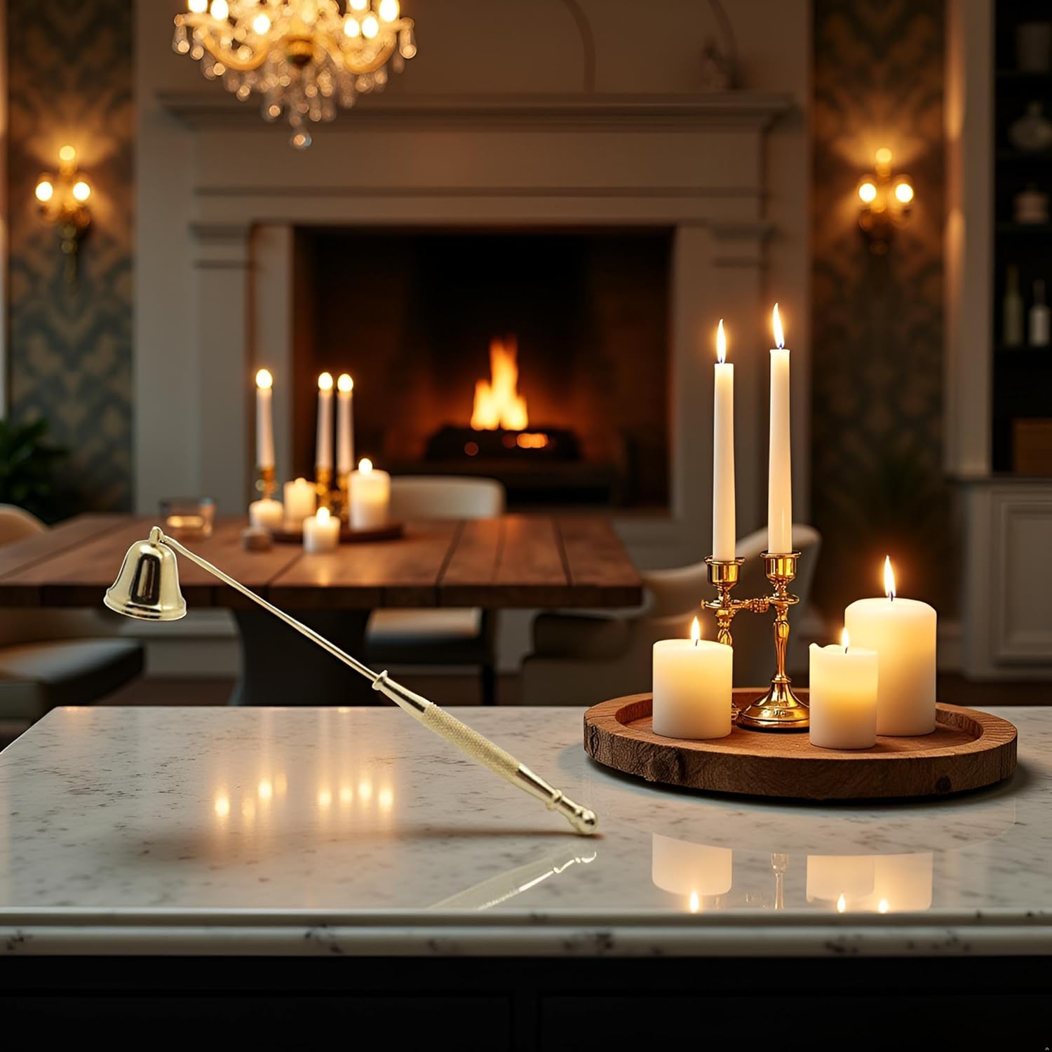 GANPUB Gold Metal Candle Snuffer Wick Snuffer with Long Handle Candlesnuffers Candle Sleeves Accessories