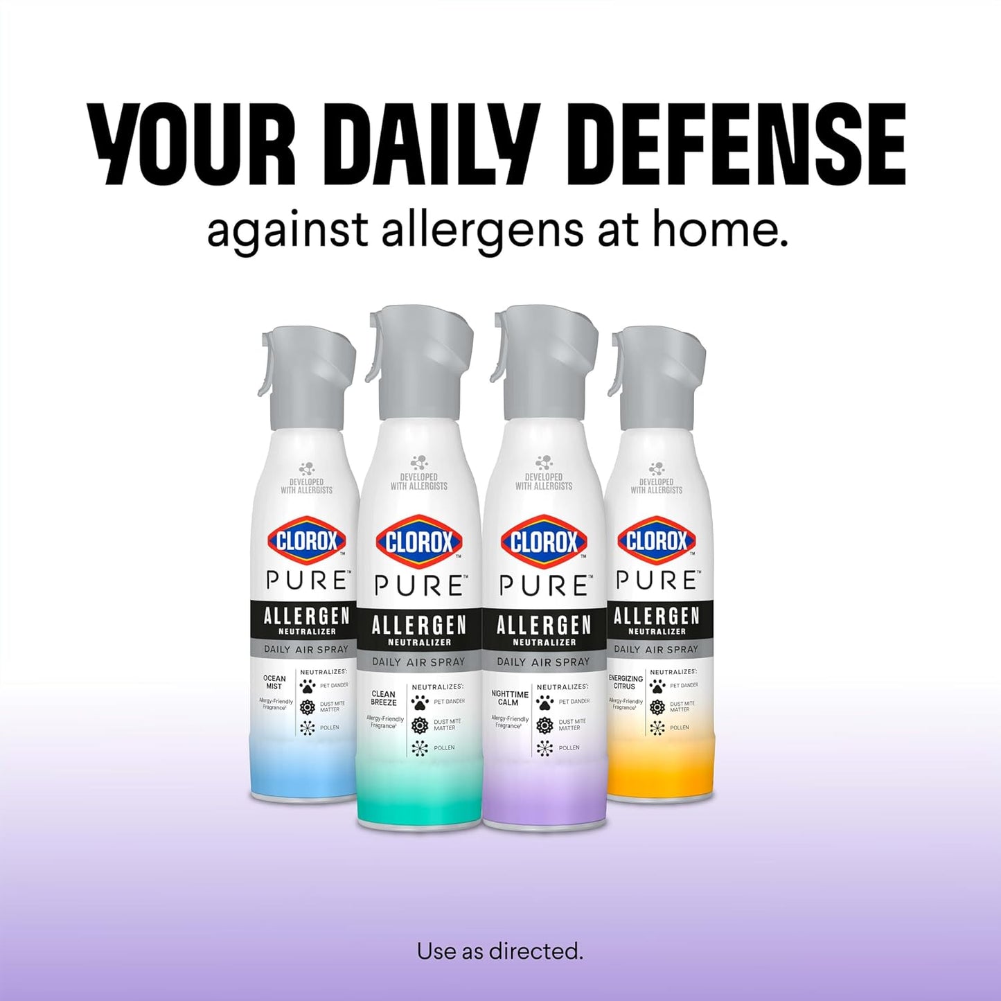 Clorox PURE Allergen Neutralizer Daily Air Spray, Nighttime Calm, 8 Ounces (Pack of 2)