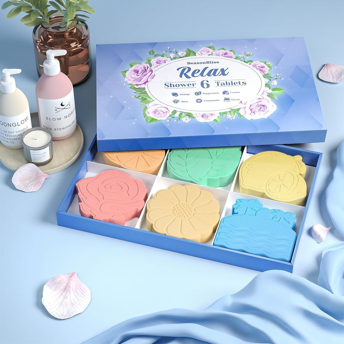 Shower Steamers 6 Pack, Unique Shapes &amp; Scents Shower Bombs, Self Care Gift