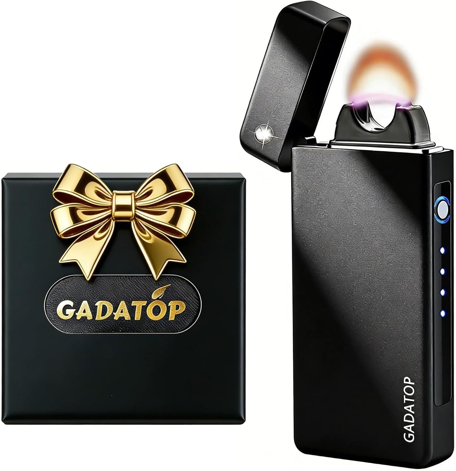 GADATOP Arc Plasma Flame Lighter USB Rechargeable Windproof Electric Lighter for Candle(Matte Black)