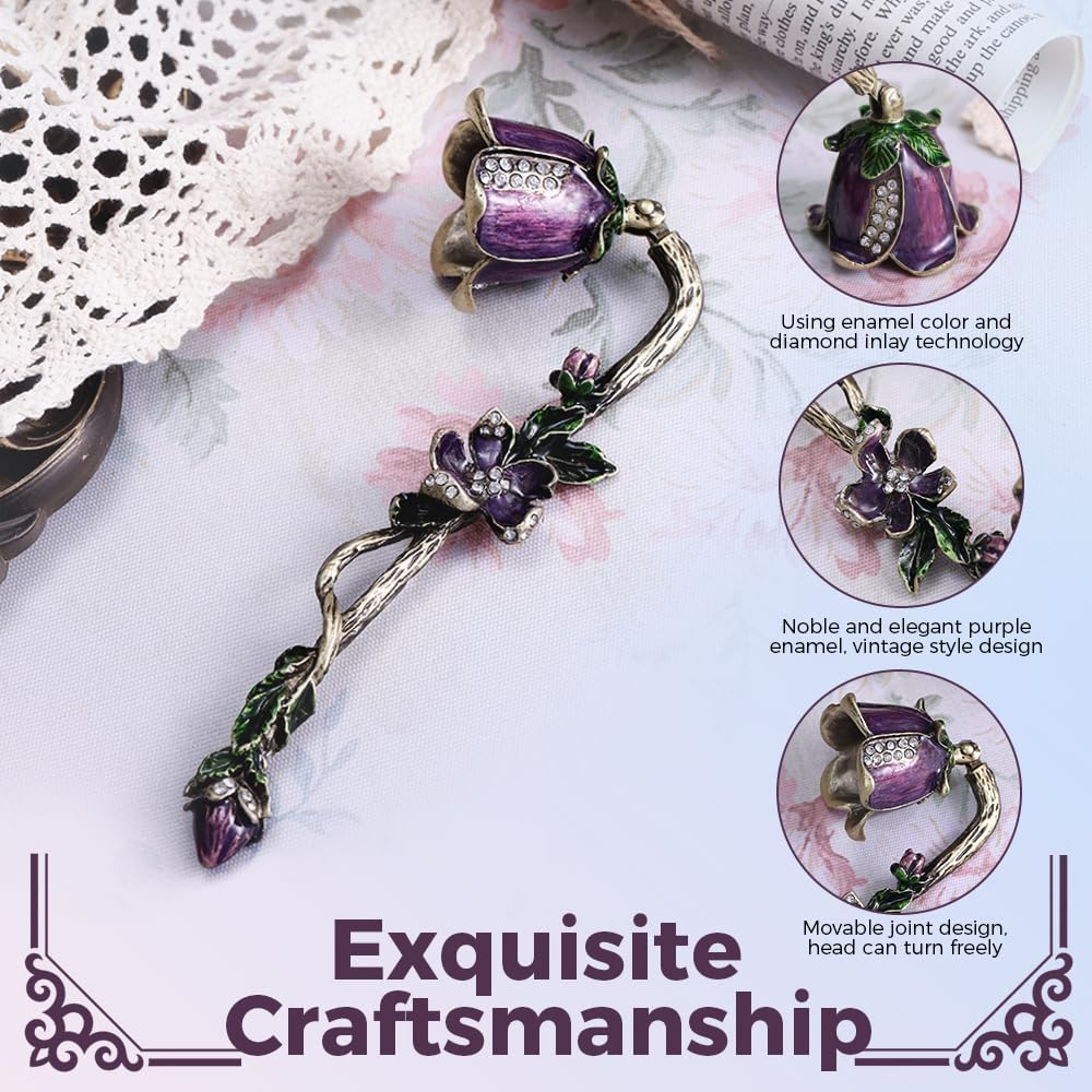 Flower Candle Snuffer Accessory, Vintage Exquisite Candle Extinguisher, Retro Unique Design Candle Extinguisher Flame with Long Handle Putting Out Fire, (Purple)
