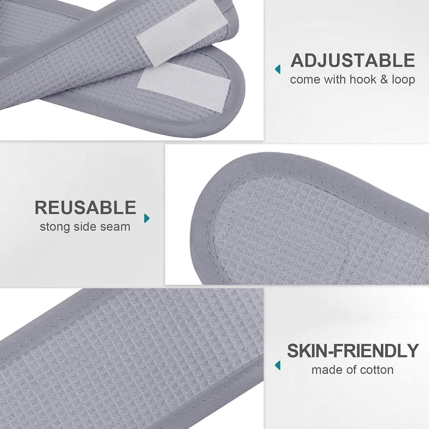 TopTie 4PCS Cotton Spa Facial Headband Waffle Terry Cloth, White Hair Wrap for Skincare Face Washing