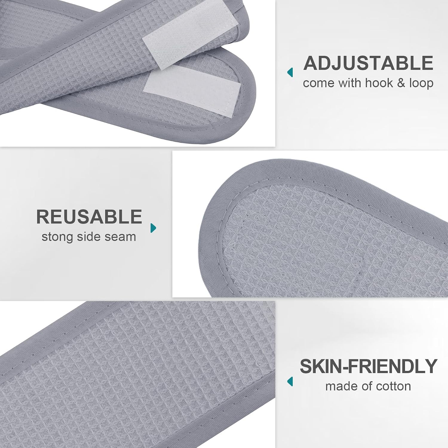 TopTie 4PCS Cotton Spa Facial Headband Waffle Terry Cloth, White Hair Wrap for Skincare Face Washing