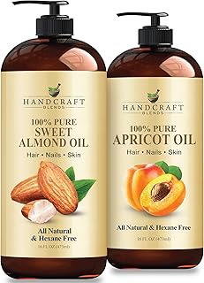 Handcraft Blends Soft & Silky Set: Apricot Kernel Oil and Sweet Almond Oil – (2 x 16 Fl Oz) – 100% Pure & Natural – Premium Carrier Oils for Massage and Skin Care