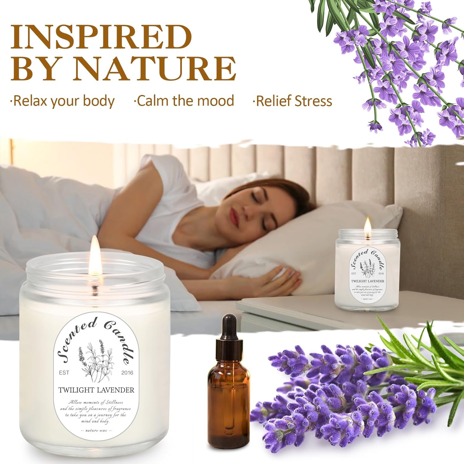 Scented Candle Gift Set, 4 Pack Soy Wax Scented Candles for Home – Lavender, Sage & Ponderosa Pine – Aromatherapy Candles for Relaxation, Stress Relief & Gifts for Women
