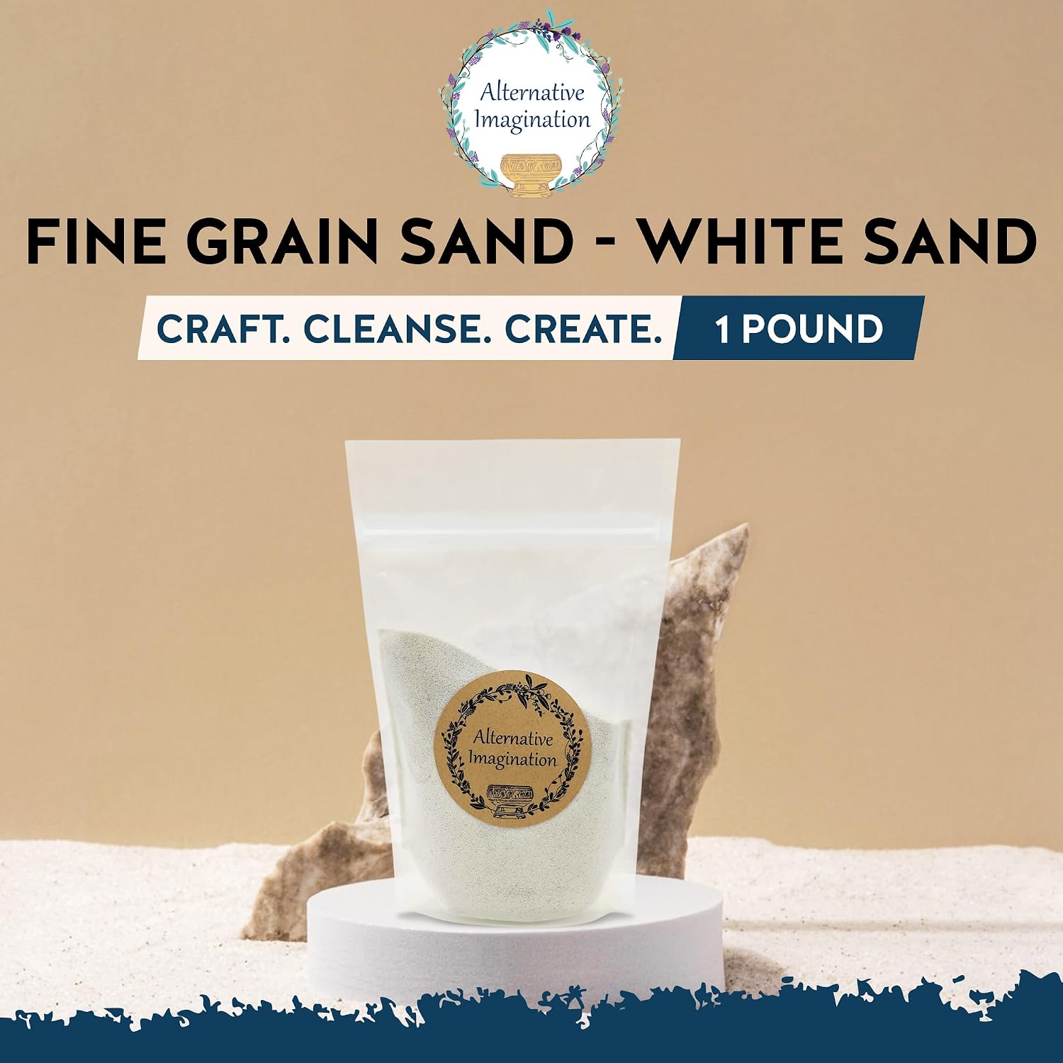 Alternative Imagination White Fine Colored Sand for Ritual Use, Zen Gardens, Incense Burners, Smudging Bowls, Unity Ceremonies, Mandalas, Spiritual Practices, Arts & Crafts (1 Pound)