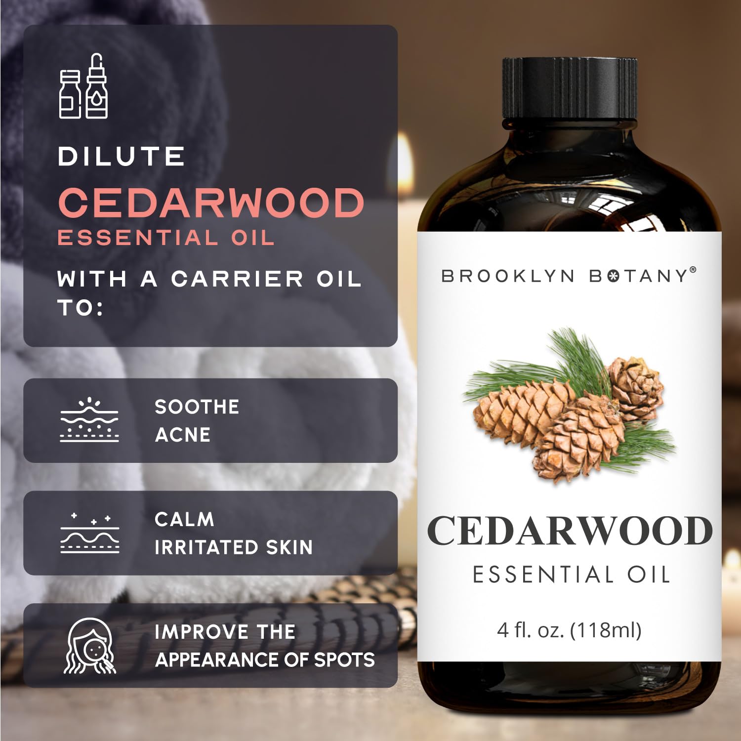 Brooklyn Botany Lavender & Cedarwood Essential Oils – 4 Fl Oz (Pack of 2) – 100% Pure & Natural – Premium Grade Aromatherapy Oils – Deep Relaxation Blend