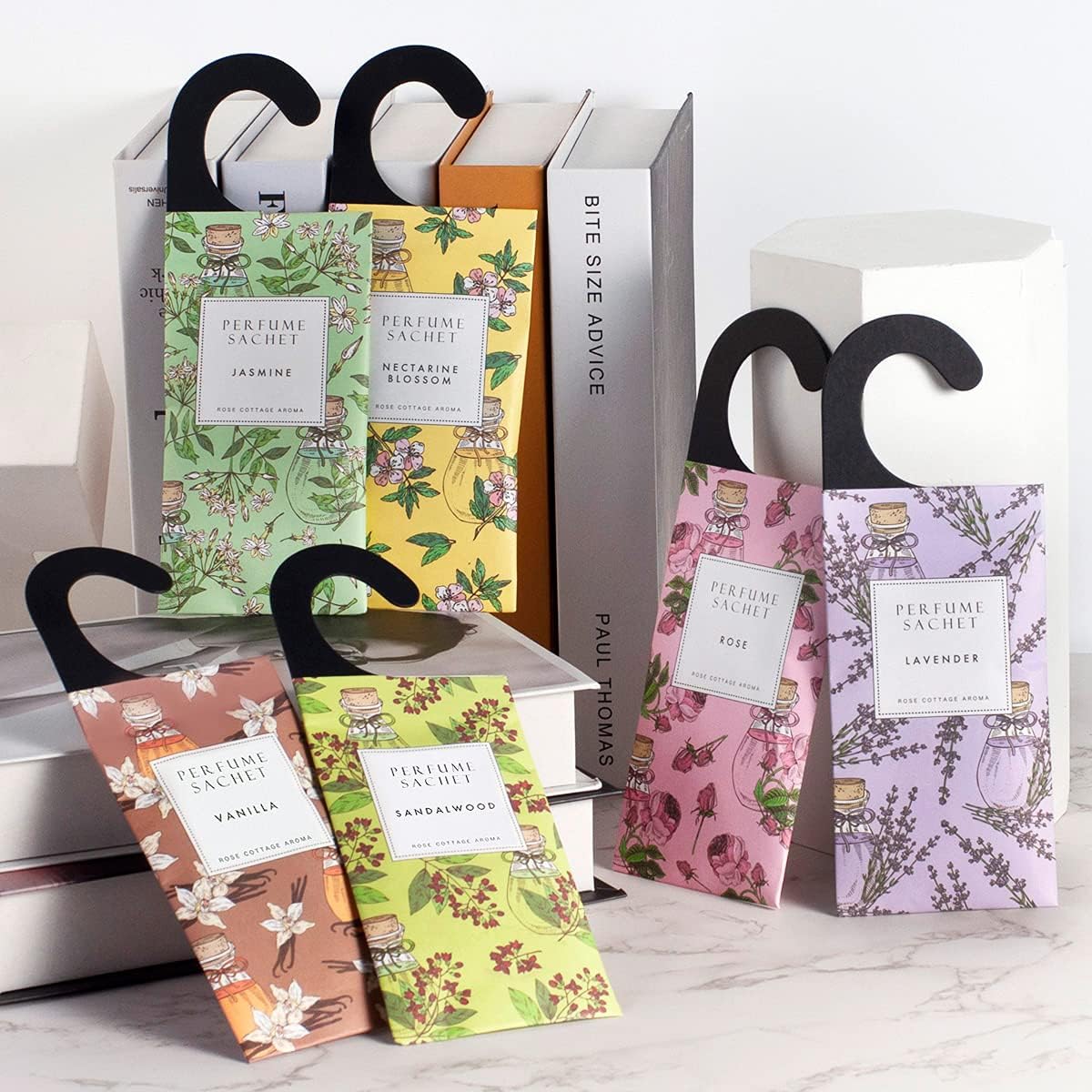 ROSE COTTAGE Large 12 Packs White Gardenia Hanging Closet Deodorizer Air Freshener Long Lasting Scented Sachets Smell Goods for House