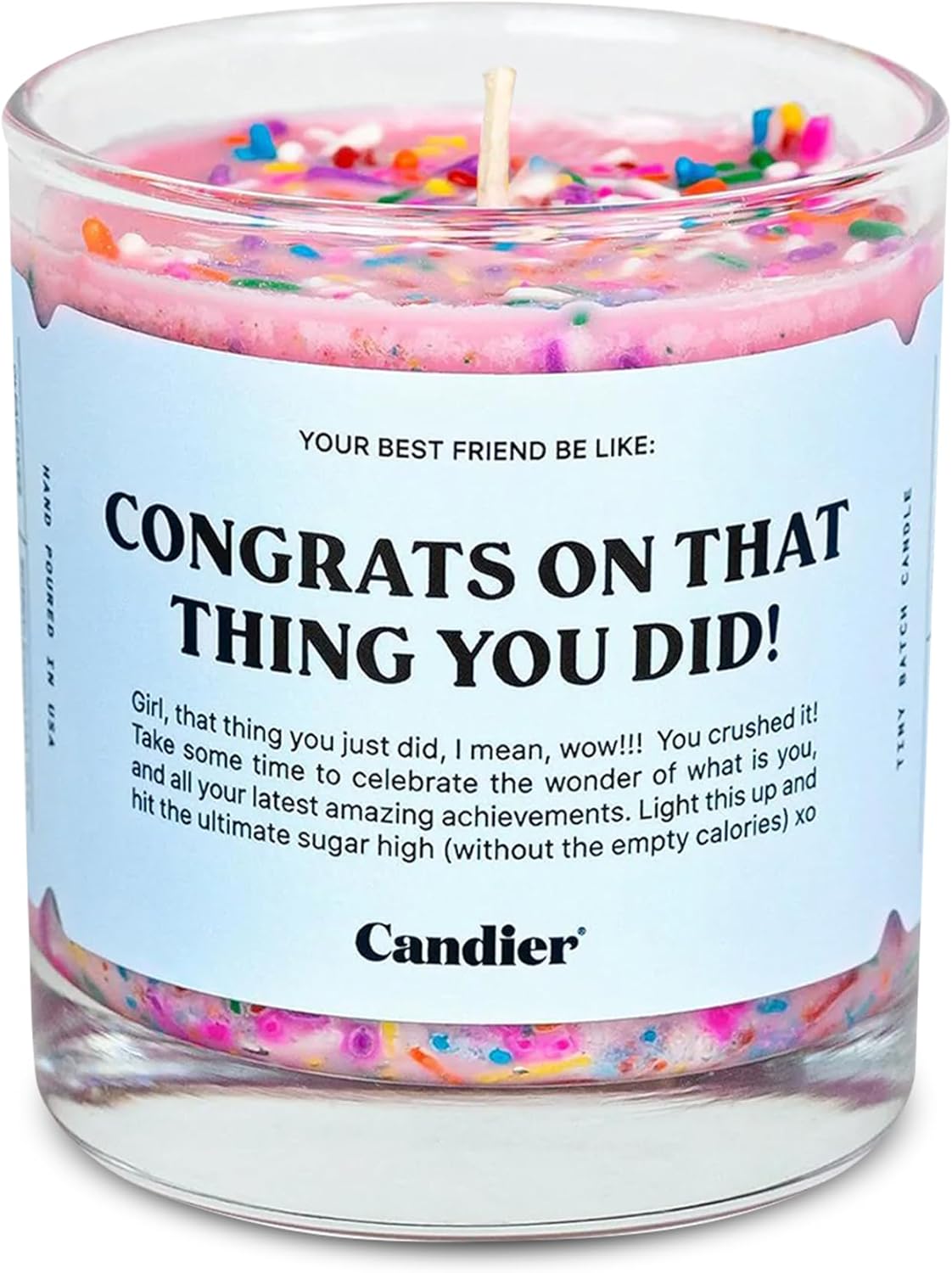 Congrats Scented Candle, Natural Soy Candle with Strawberry Jam & Vanilla Cake Notes, Aromatherapy for Relaxation, Unique Candles Gifts for Women, 60-Hour Burn Time - Candier by Ryan Porter