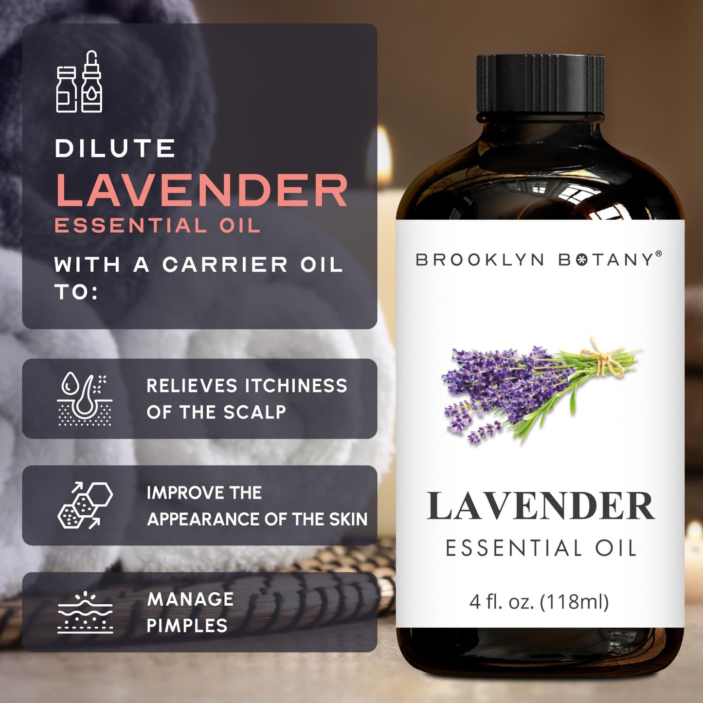 Brooklyn Botany Lavender & Cedarwood Essential Oils – 4 Fl Oz (Pack of 2) – 100% Pure & Natural – Premium Grade Aromatherapy Oils – Deep Relaxation Blend