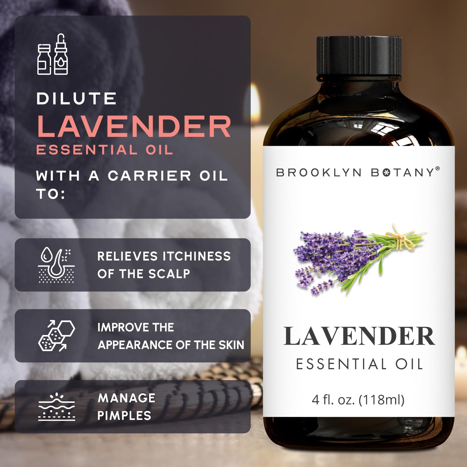 Brooklyn Botany Lavender & Cedarwood Essential Oils – 4 Fl Oz (Pack of 2) – 100% Pure & Natural – Premium Grade Aromatherapy Oils – Deep Relaxation Blend
