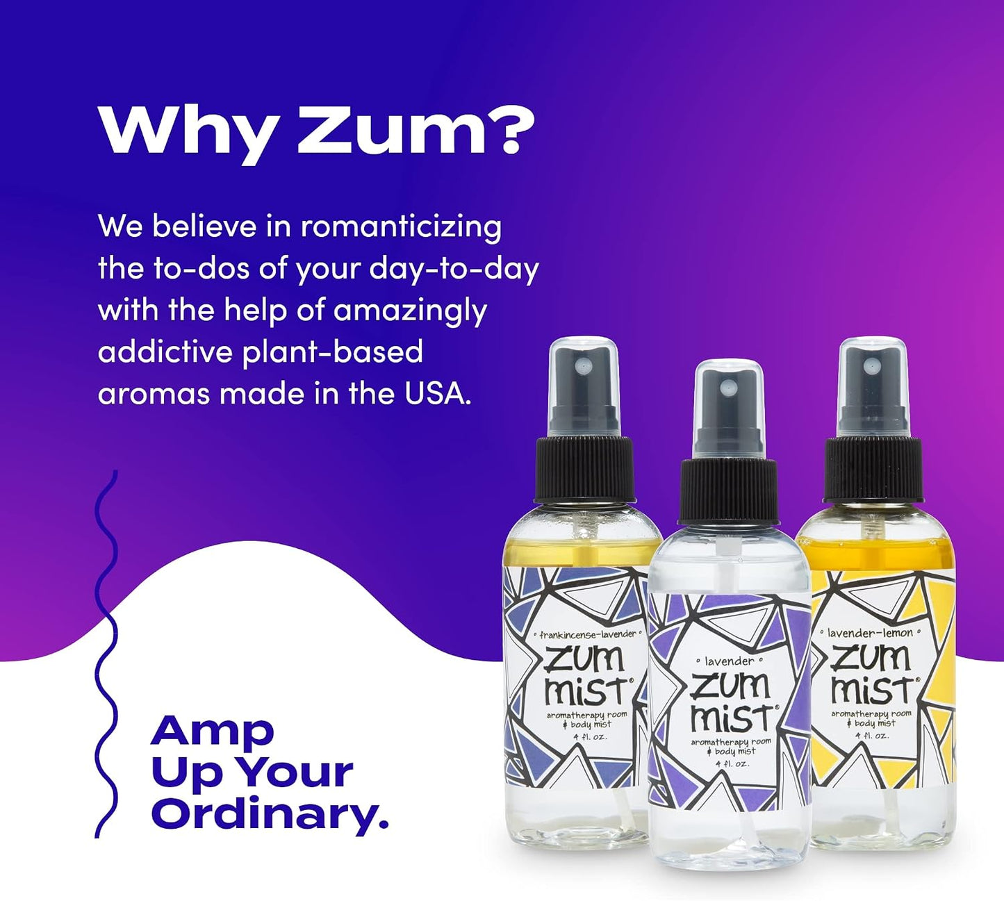 Zum Indigo Wild Mist Room & Body Spray - Aromatherapy Essential Oil Spray - Natural Body Mist & Room Spray - Lavender Blends - 4 fl oz (3 Pack)