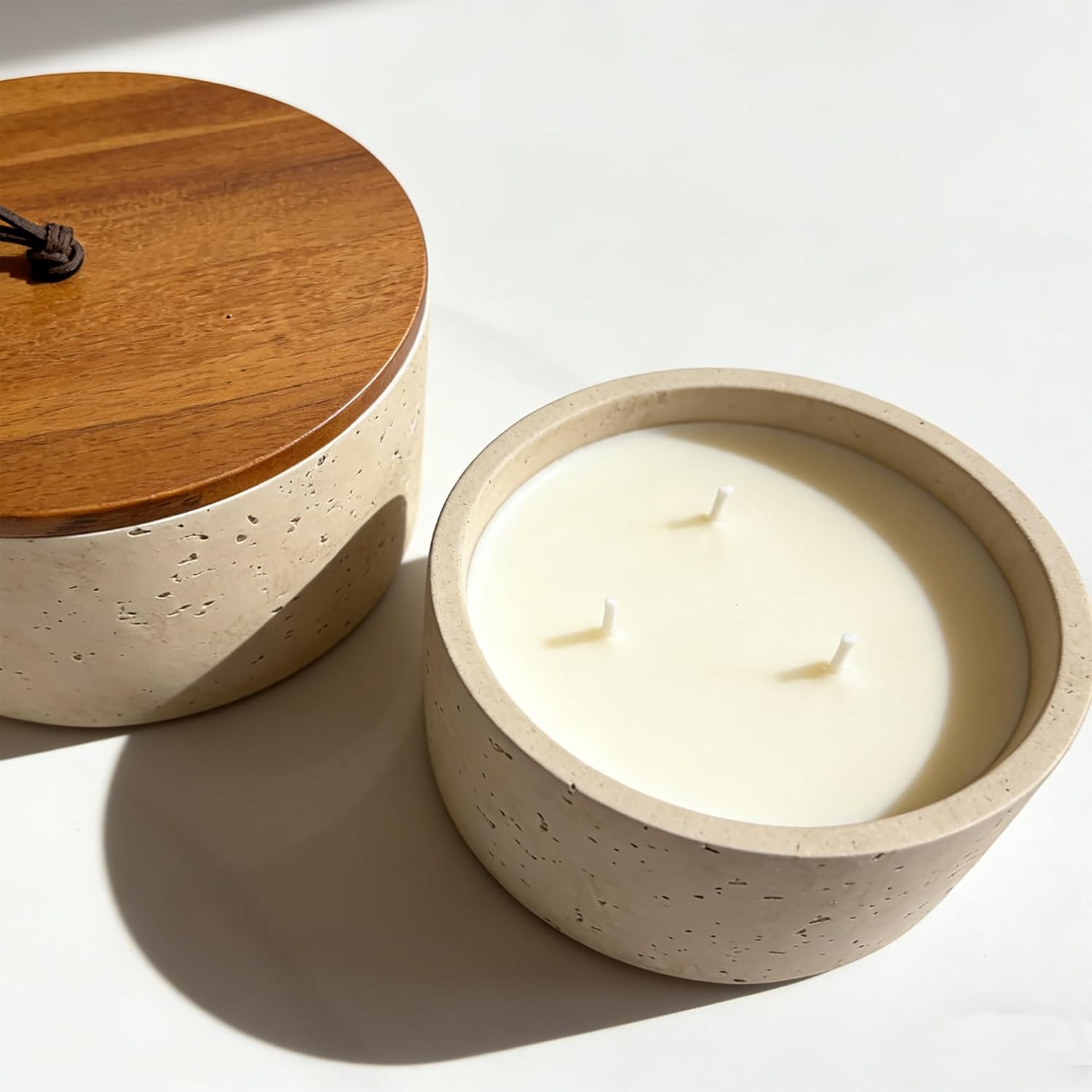 GalDal Scented Candle - Amber & Musk & Vanilla, 21 oz. 3 Wick Scented Candle Made with Coconut Oil and Soy Blend Wax | Acacia Wood Lid