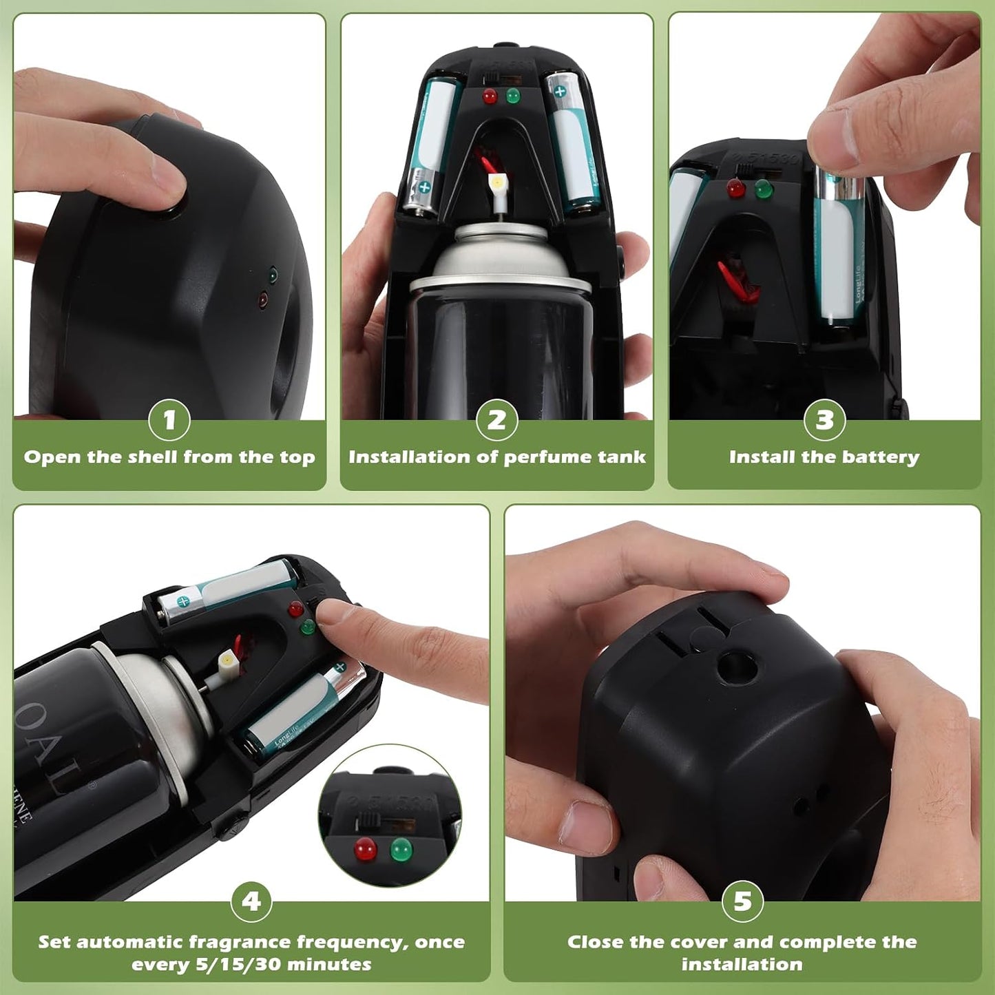 2PCS Automatic Air Freshener Spray Dispenser - Commercial and Home Use - Multiple Time Scent/Mist Release Settings for Room/Restroom Sprayer,Air Freshener not Included,Black