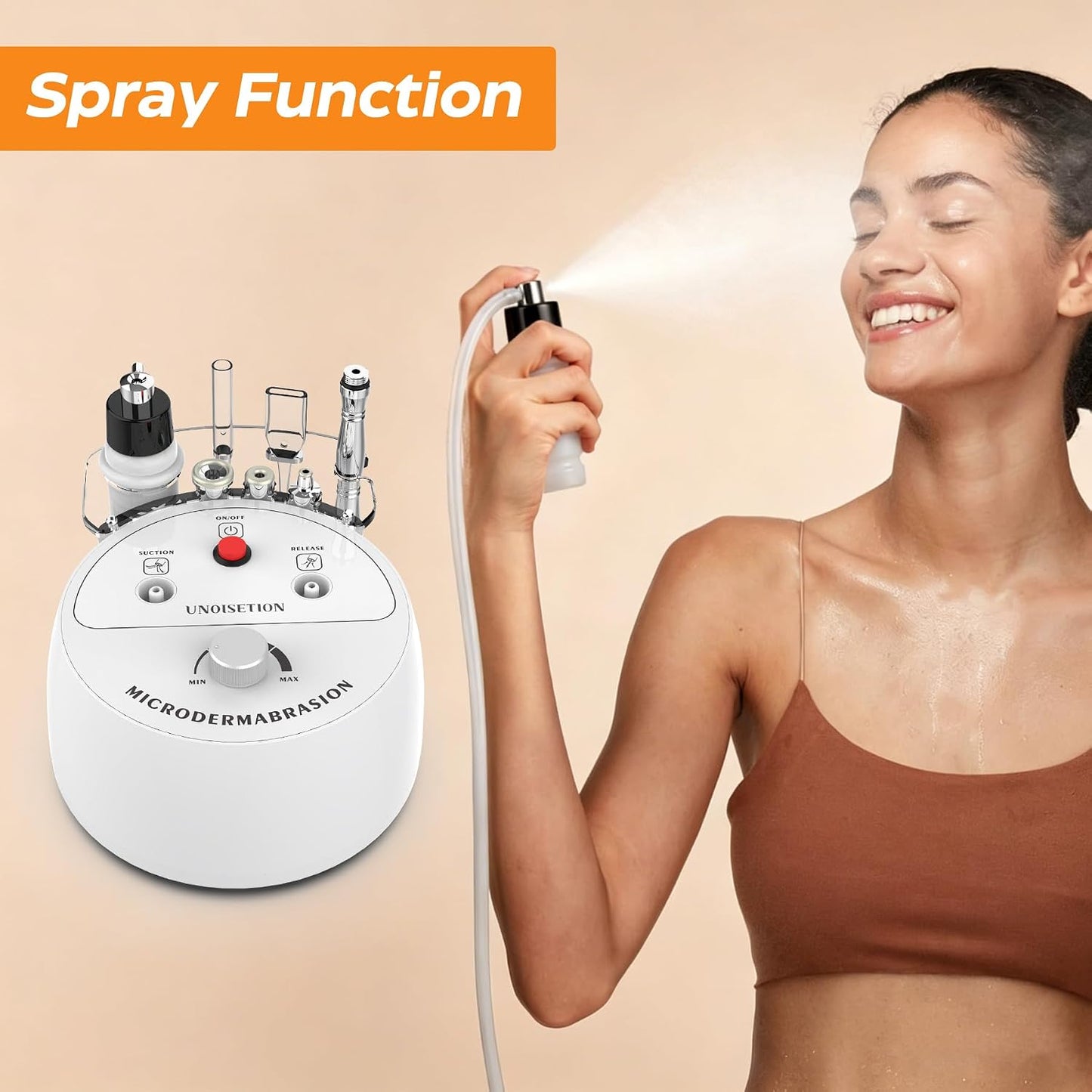 UNOISETION Beginner-Friendly 3-in-1 Diamond Microdermabrasion Machine, Gentle Low Noise At-Home Facial Care Device for for Exfoliation & Blackhead Removal