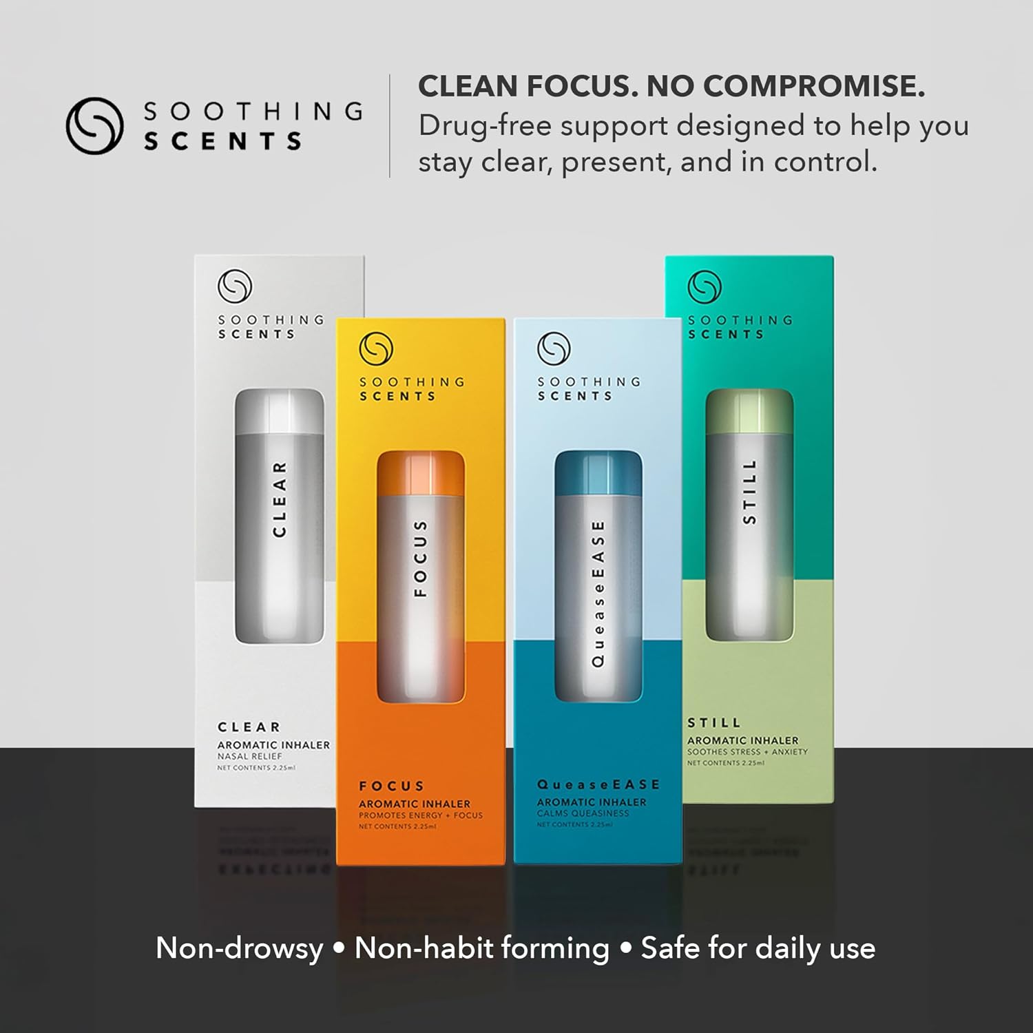 Focus Aromatic Inhaler for Energy & Concentration – Drug-Free Essential Oil Nasal Stick, Natural Vapor Inhalation for Study, Work, & Mental Clarity, 2.25 Milliliters