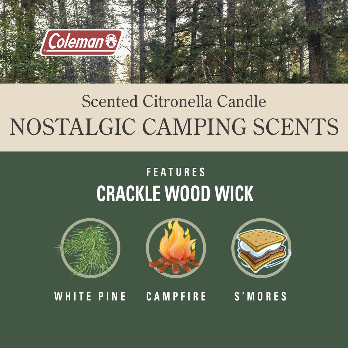 Coleman Campfire Citronella Candle with Wooden Crackle Wick - 6 oz