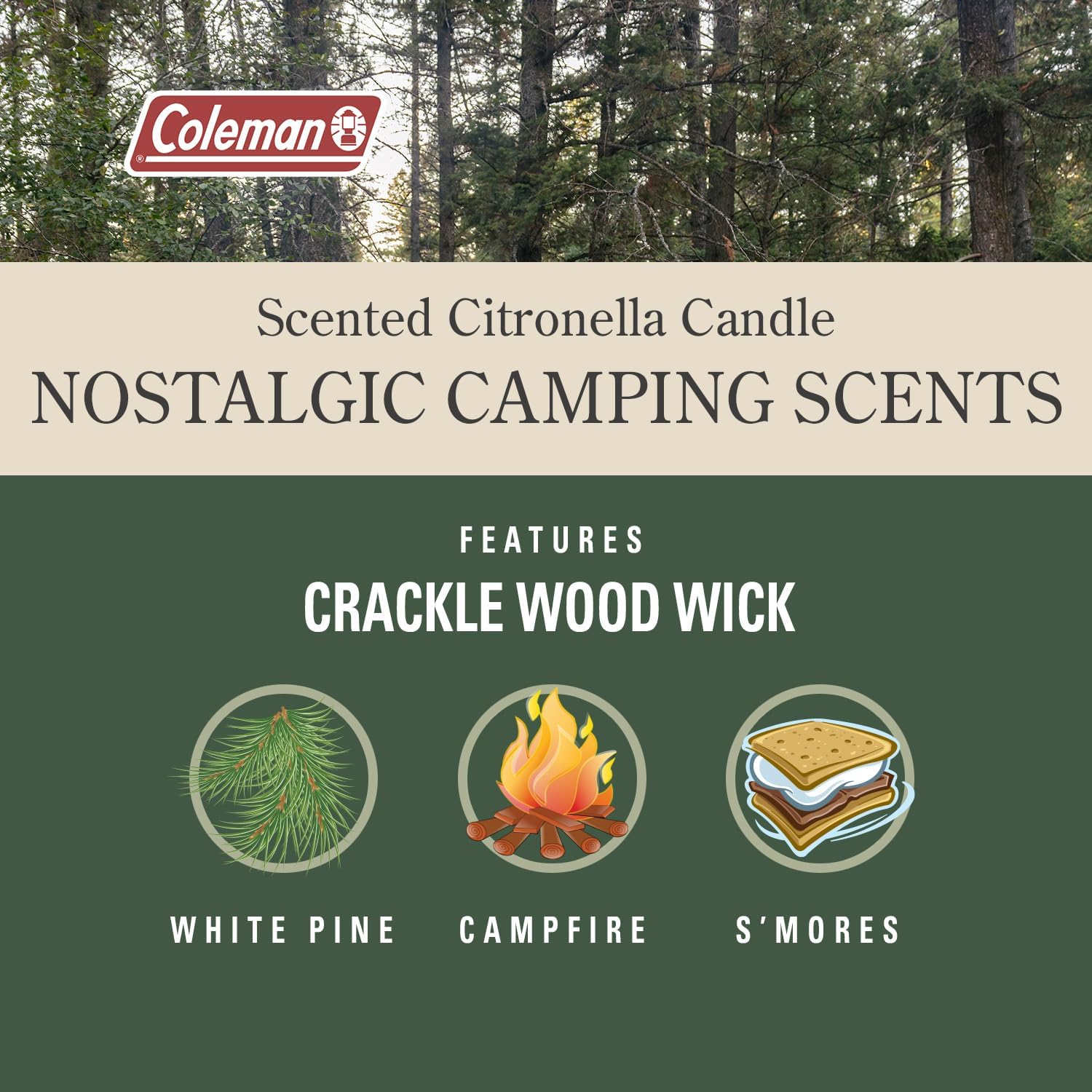 Coleman Campfire Citronella Candle with Wooden Crackle Wick - 6 oz