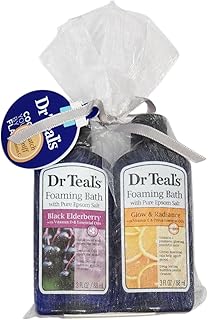 Dr Teal's Foaming Bath with Pure Epsom Salt Gift Set, Black Elderberry and Glow & Radiance, 3 Fl Oz Each
