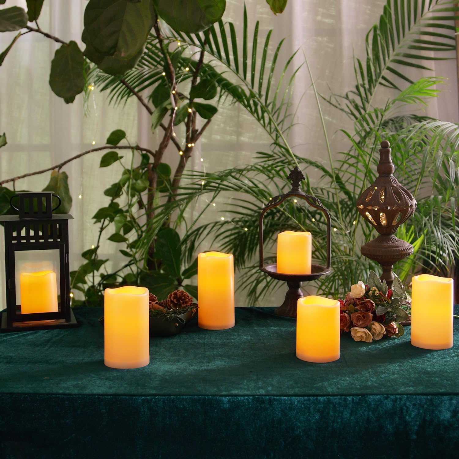 Homemory 9 Pack Flameless Candles, Outdoor Waterproof, Battery Operated LED Pillar Candles with Remote Control and Timer, Plastic, Long Lasting