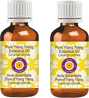 Deve Herbes Pure Ylang Ylang Essential Oil (Cananga odorata) Steam Distilled (Pack of Two) 100ml X 2 (6.76 oz)